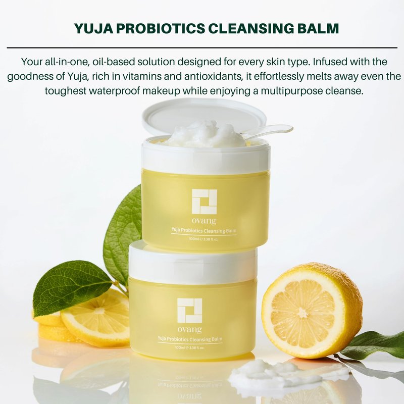 OVANG Yuja Probiotics Cleansing Balm – Makeup Remover & Hydrating Cleanser – Fragrance-Free, Brightening & Soothing for All Skin Types, Korean Skincare (100ml / 3.38 fl.oz) Step1