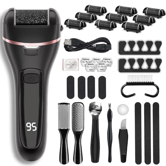 Wea&Hea Electric Callus Remover for Feet, 30 in 1 Professional Pedicure Kit with 9 Roller Heads, 2-Speed Rechargeable & Waterproof Foot File - Ultimate Foot Spa Tools for Smooth Skin at Home