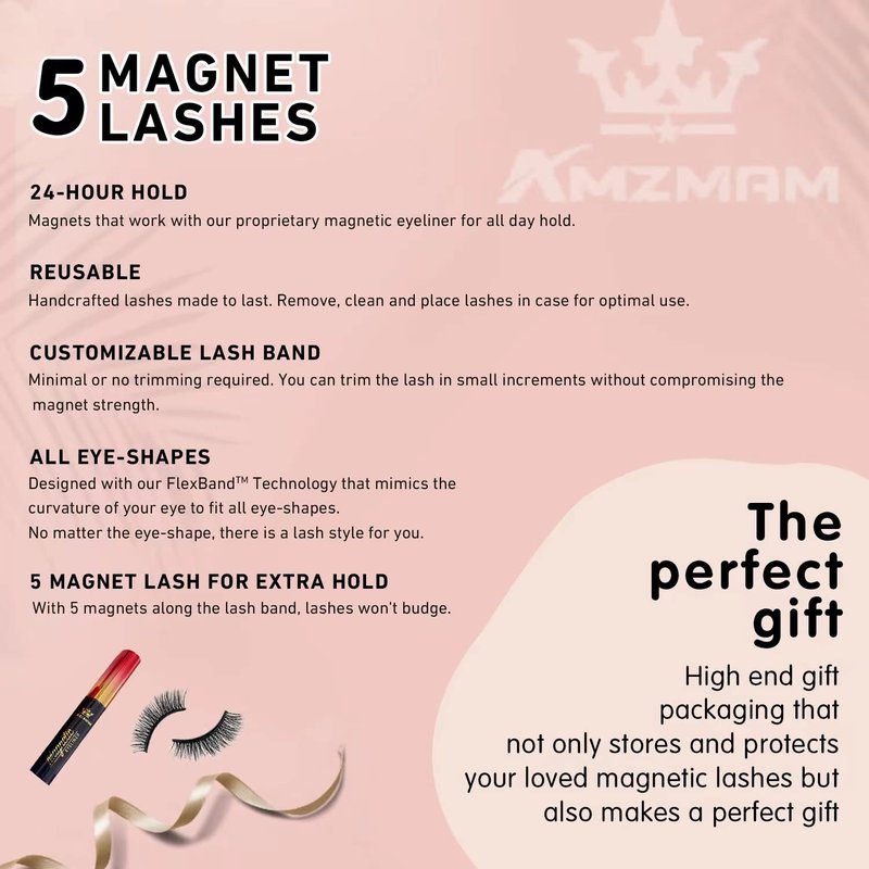 Amzmam Magnetic Eyelashes Natural Look,Magnetic Eyelashes and Eyeliner Kit,Natural Magnetic Lashes,Waterproof, Long Lasting, Easy Apply. (Black-8)