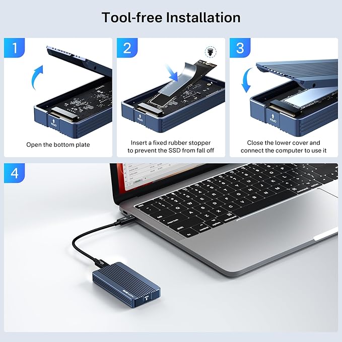 ACASIS 40Gbps M.2 NVMe SSD Enclosure for Thunderbolt 4/3/USB4, with Tool-Free Installation, Aluminum Heat Sink & Noiseless Design, Supports 2280-2230 SSDs for M1/M2 Pro/Max.