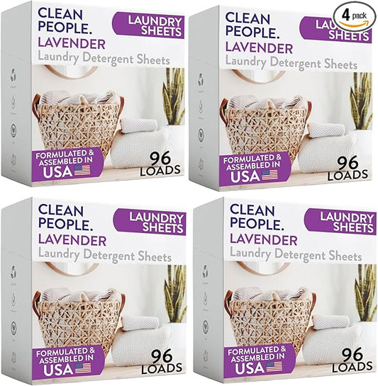 The Clean People Laundry Detergent Sheets - Laundry Soap - Ultra Concentrated, Recyclable Packaging, Stain Fighting - Lavender, 384 Pack