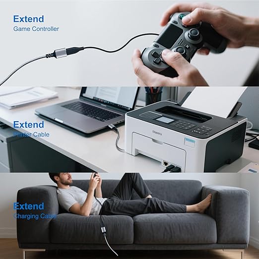 Tan QY USB 3.0 Extension Cable 5Ft, USB 3.0 High Speed Extender Cord Type A Male to A Female for PlayStation, Xbox, USB Flash Drive, Hard Drive, Card Reader,Scanner,Printer,Keyboard (Silver, 5Ft)