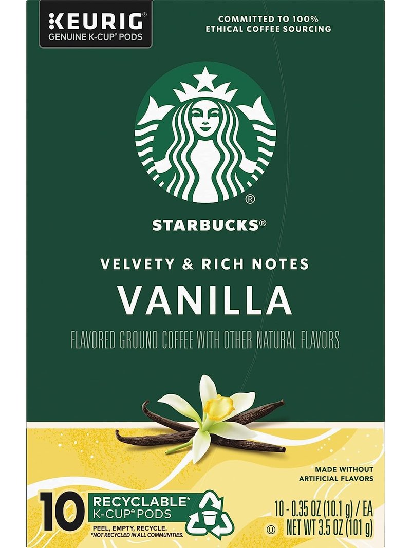 Starbucks Flavored Coffee K-Cup Pods, Vanilla Flavored Coffee, Made without Artificial Flavors, Keurig Genuine K-Cup Pods, 10 CT K-Cups/Box (Pack of 4 Boxes)