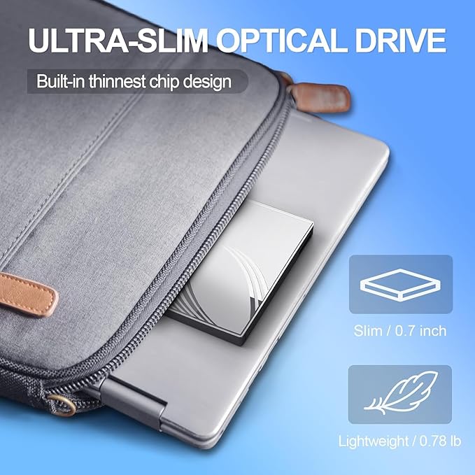 BPAKDU External CD/DVD Drive for Laptop, Ultra Slim CD Burner USB 3.0 Hub with 4 USB Ports, 2 TF/SD Card Slots,1 Type-C Port,DVD Player for Laptop Compatible with mac OS/Windows/Linux (Silver)