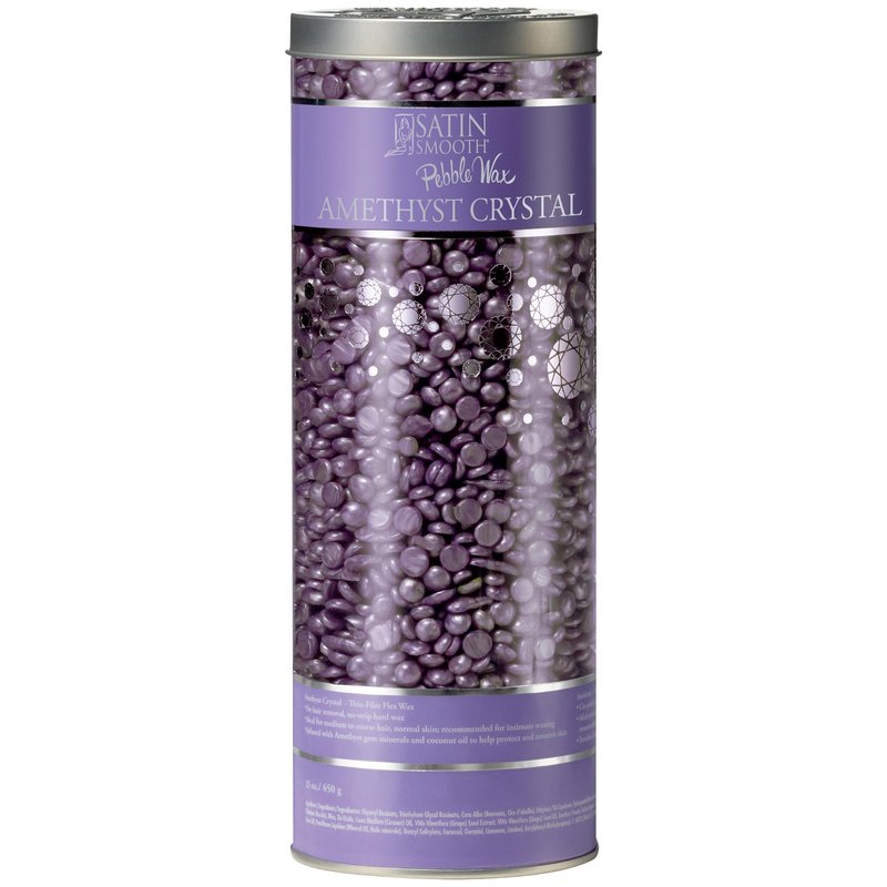 Satin Smooth Pebble Amethyst Crystal Hard Wax Beads â Professional Hair Removal for Sensitive Skin, Strip-Free Formula for Face & Body Waxing, 23 oz