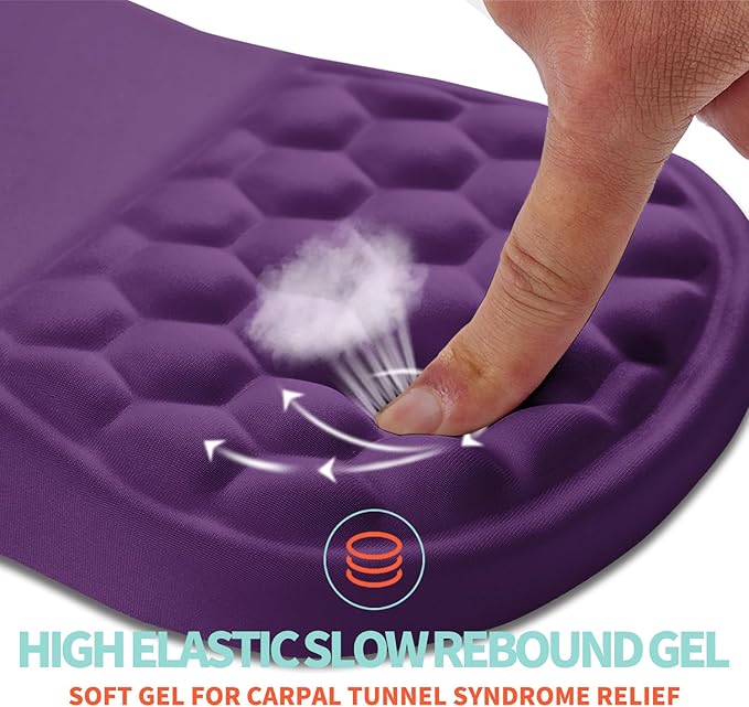 Kuosgm Ergonomic Mouse Pad Wrist Support with Memory Foam Massage Bulge, Carpal Tunnel Pain Relief Mousepad Wrist Rest for Mouse(12x8 inch, Deep Purple)