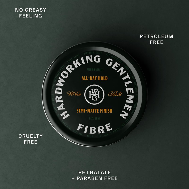 Hardworking Gentlemen Hair Fibre for Men, Mid-High Hold, Textured Matte Finish, Natural Formula, 3 oz (Made in USA)