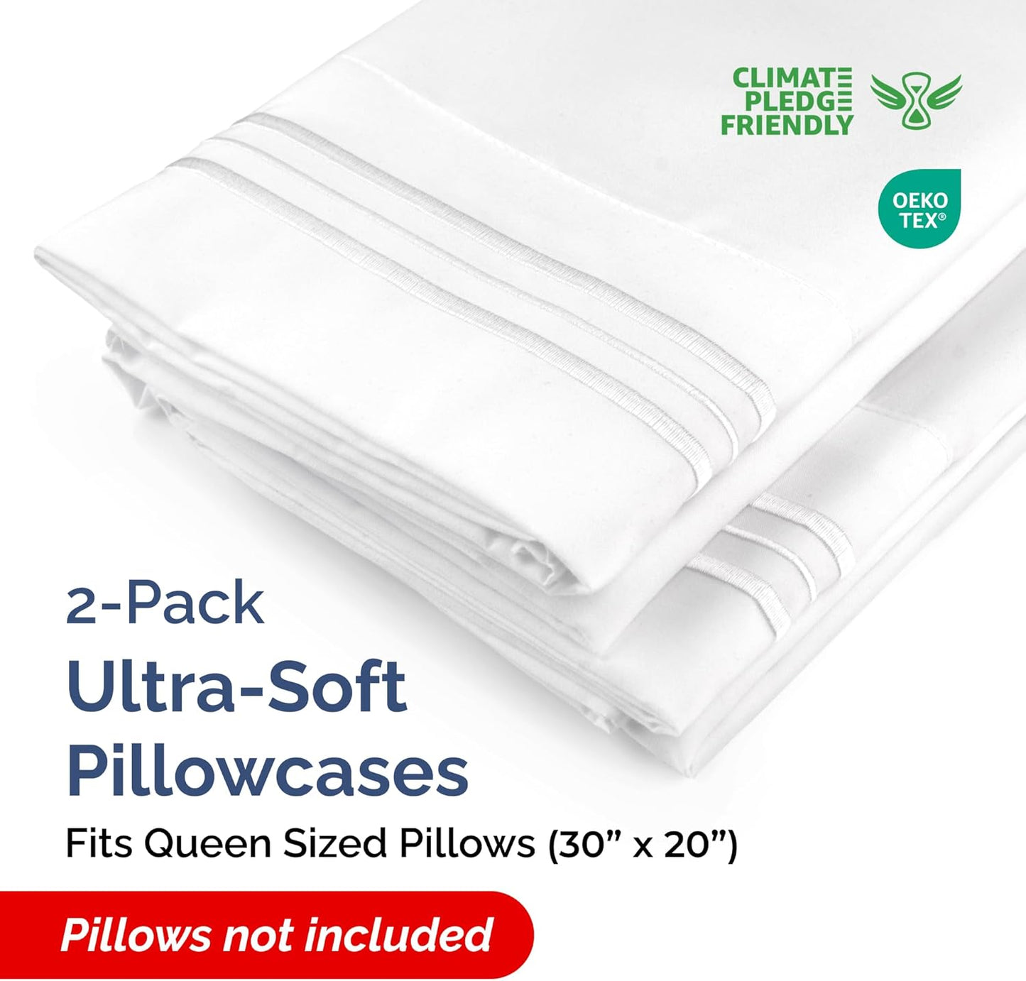 Queen Pillow Cases by [Brand Name] - Ultra Soft Hotel Quality Covers | Wrinkle-Free, Stain-Resistant - 2 Piece Set - White