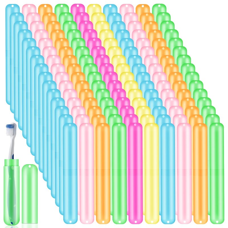 SIKEMAY 150PCS Travel Toothbrush Holder Bulk, Back to School, Classroom Pencil Case for Kids, Toothbrush Case Cover for Travel, Bathroom, Indoor, Outdoor, Trip, Camping, School