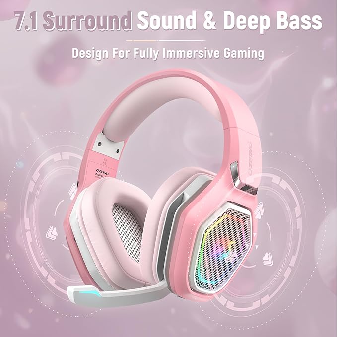 Ozeino 2.4GHz Gaming Headset Wireless with Flip Mic for Ps5, Ps4, PC, Gaming Headphones with USB-A & USB-C Transmitter, 40Hr Battery Bluetooth Headset for Laptop, Mobile, Mac