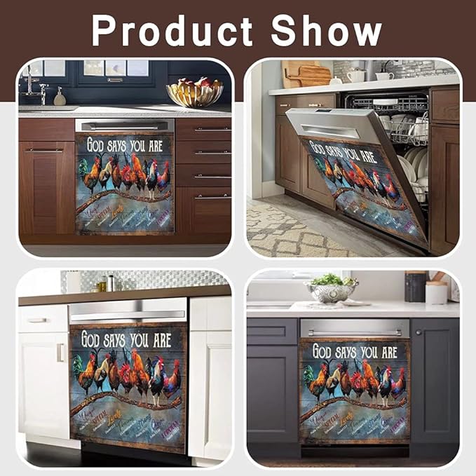 Wowfeel Bird Dishwasher Sticker Decal, Floral with Birds, White & Brown, PVC & PET Film, Rustic Functional, Reusable, Indoor Use, Home & Kitchen