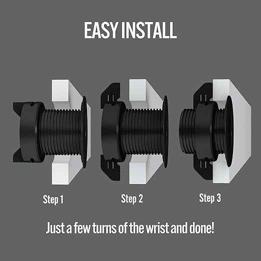 2PK Black Patented: Only Cable, Wire, Cord Management, Tool-Free Self-Securing/Locking Grommet with Cap Slider, for Walls, Ceilings, Desks - Used for All Surfaces 3/8" to 1" Thick, Made in USA