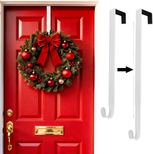 Regine Switzerland Wreath Hanger - Adjustable 15" to 25" for Christmas & Fall Decorations | White