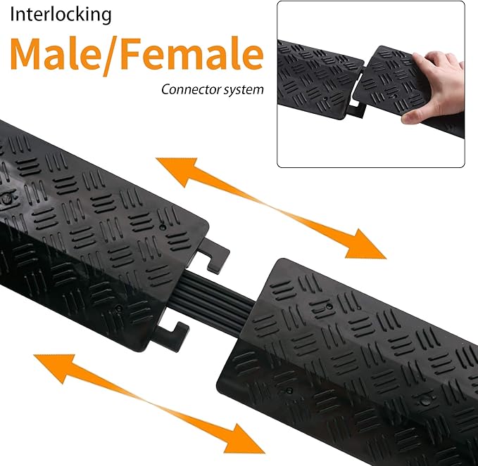 Anbotek - Small 1 Piece - Floor Cord Cover Cord Protector Drop Over Drop Trak Cable Ramp for Office Warehouse - Black