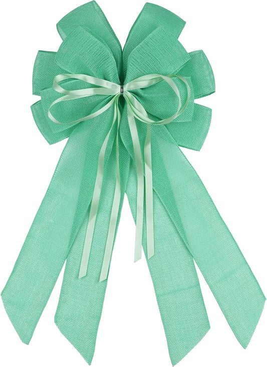 YKW Large Mint Green Burlap Bow - 20x11 Inch Spring & Easter Wreath Decor | Indoor/Outdoor Ornaments