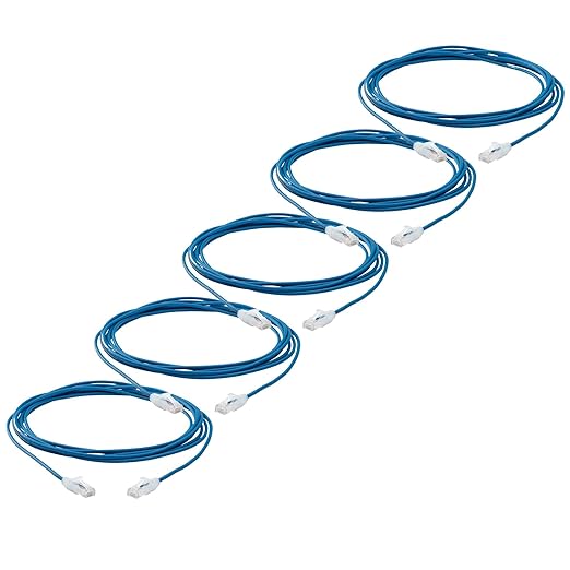 TRUECABLE Cat6 Component Rated Patch Cable, Unshielded (U/UTP), 14ft, Blue, 28AWG Stranded Pure Copper, Snagless 10G High-Speed Ethernet Cable, PoE++ 4PPoE 100W, UL Listed, RoHS-3, 5 Pack