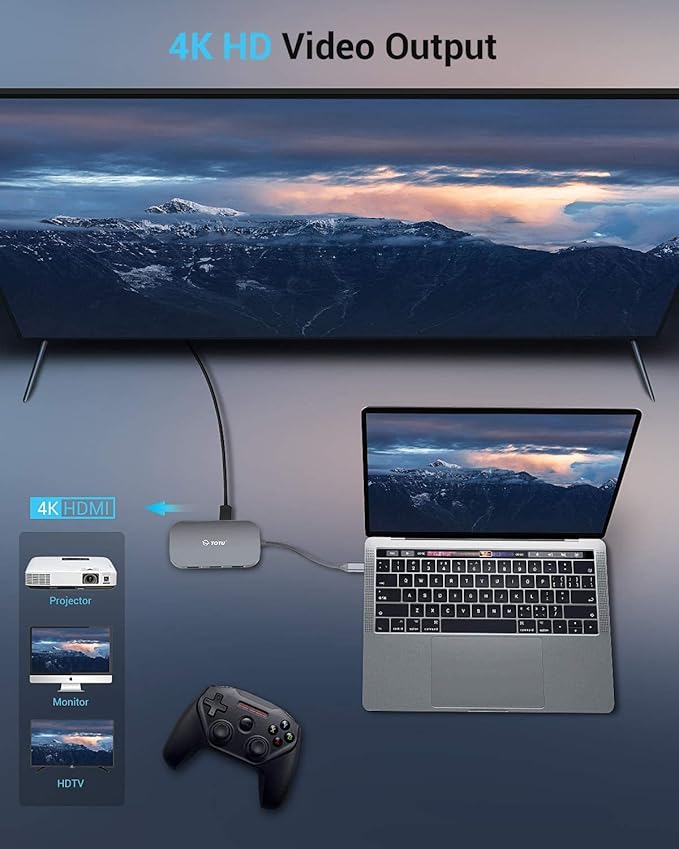USB C Hub, Docking Station, 9-in-1 Type C Hub with Ethernet Port, 4K USB C to HDMI, 2 USB 3.0 Ports,1 USB 2.0 Port, SD/TF Card Reader, USB-C Power Delivery, Portable for Mac Pro and Other Type
