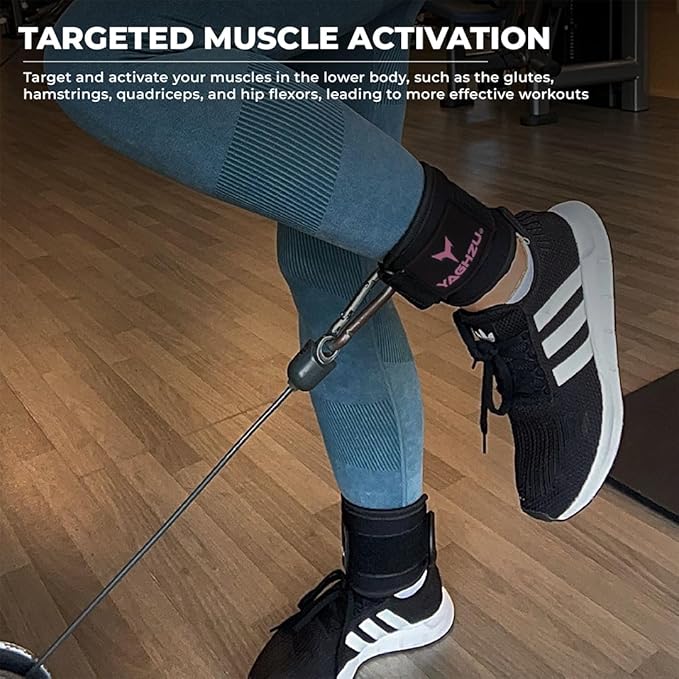 YAGHZU Ankle Straps for Cable Machines Women, Glute Kickback Cable Machine Attachments, Gym Ankle Cuffs, Wrist Cuffs for Workout, Leg Training Accessory, Fitness Gear for Home or Gym