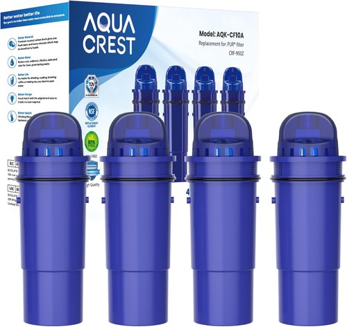 AQUA CREST NSF Certified Water Filter Replacement - Fits Pur® Plus Pitchers | 4-Pack Set