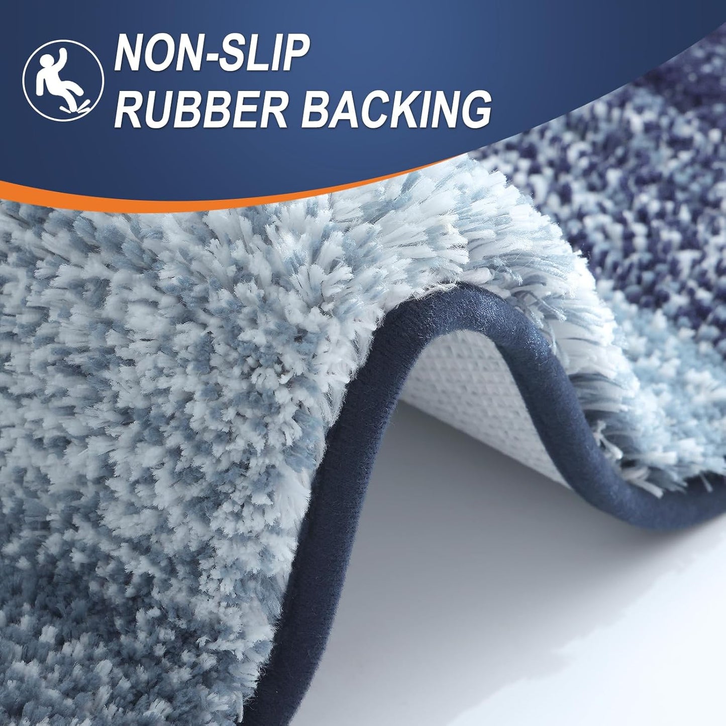 OLANLY Bathroom Runner Rug - Extra Soft Microfiber, Quick Dry & Washable | 59x20, Airy Blue