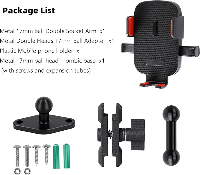 Leenconghui Car Phone Holder Mount for AMPS Standard Diamond Base ，Aluminum 360° Rotation Phone Mount for Car Dashboard Truck Boat Desk， Compatible with iPhone 16 15 14 13 12 Series Samsung S24 S23