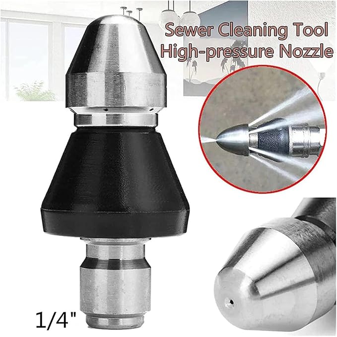 Sewer Cleaning Tool High Pressure Turbo Washer Nozzle Gutter Cleaning Tool Massage Clogged Pipes Opens Clogging Of Sewage Pipes(A)