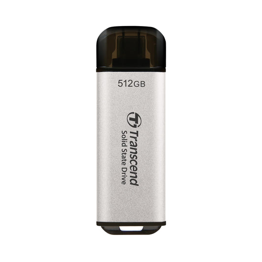 Transcend ESD300 512GB External SSD, Up to 1,050MB/s, Type C USB Drive for iPhone17,16,15, iPad&Mac/Pixel10/Tesla/Steam Deck/ROG Ally/MSI Claw/Android/PS5, Smart TV, USB 3.2 Gen2 Portable SSD- Silver