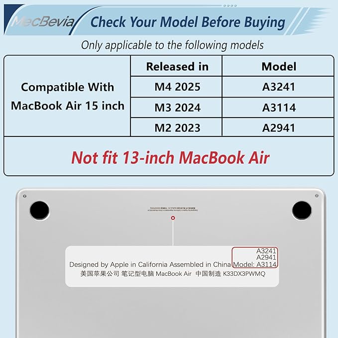 MecBevia Compatible with 2026 M5 MacBook Air 15 inch Case, 2026 2025-2023 M5 A3448 M4 A3241 M3 A3114 M2 A2941, Keyboard Cover, Screen Protector, Webcam Cover & Type-C OTG, Abstract Flower