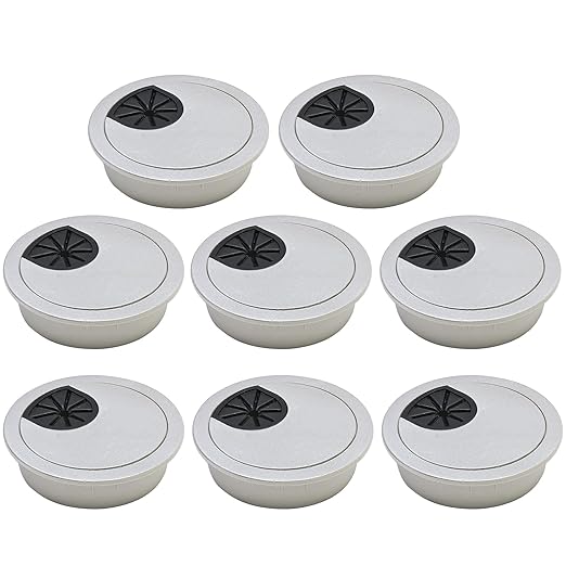 BOPOREAE Desk Grommet 2" (50 mm), Desk Cord Hole Cover, Cable Grommet ABS Plastic, Desk Hole Grommet for Office and Home Table Cable, Detachable Cable Cord Organizer (Silver Sand 8 Pcs)