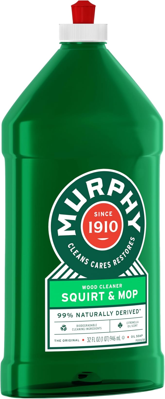 Murphy Oil Soap Squirt and Mop Floor Cleaner, 192 Oz (32 Oz, 6 Pack) - Bulk Cleaning Supplies Bundle - Natural Wood Cleaner, Hardwood Cleaner - Office Supplies, Household Cleaning Supplies