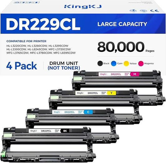 DR229CL Drum Unit (Not Toner)4-Pack Replacement Compatible for Brother DR-229CL Imaging Drum MFC-L3720CDW MFC-L3780CDW HL-L3220CDW HL-L3280CDW HL-L3300CDW HL-L3295CDW L8245CDW MFC-L8395CDW Printer Set