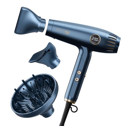 Infiniti PRO by CONAIR Hair Dryer - 1875W Ionic Blow Dryer with Diffuser | Frizz-Reducing, Fast Drying in Blue