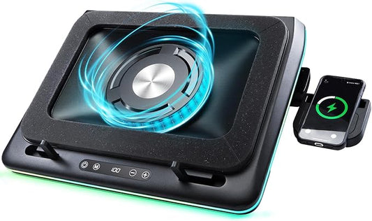 IMMOENUC- Compressed Air Laptop Cooling Pad with Wireless Charging RGB Laptop Cooler Stand with Powerful External Turbo Cooling Fan Compatible with 14-inch and Above MacBook/Dell/HP/Lenovo Laptops