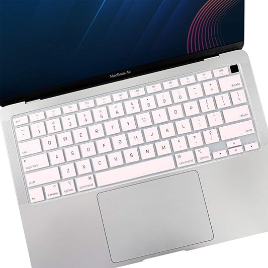 Allinside Soft Silicone Keyboard Cover for MacBook Air 13.3 inch (A2337 M1 A2179, 2021 2020) with Touch ID, Quiet Typing Keyboard Protector Skin, US Version, Light Pink