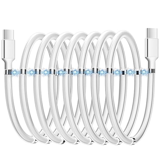 AICase Magnetic Charging Cable, Type C to Type C (6.5 FT) Super Organized Charging Magnetic Absorption Nano Data Cable for Samsung S23/S22/S21/S20 Ultra, MacBook Pro/Air, iPad Pro 12.9 11 Air Mini