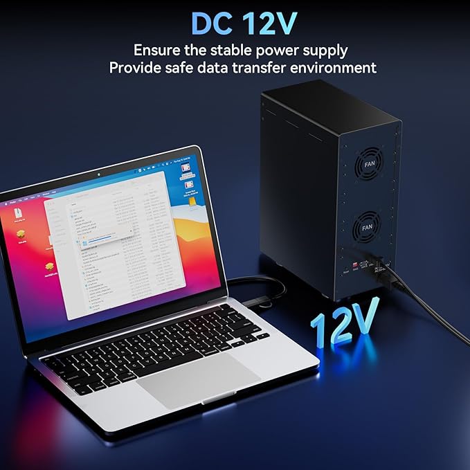 CENMATE 10 Bay Hard Drive RAID Enclosure with Cooling Fan for 2.5/3.5" SATA HDD/SSD with USB A/C 3.0＋eSATA Cable, 3.5 Hard Drive Enclosure Supports 160TB Capacity, 8 RAID Modes, DAS(NO NAS)