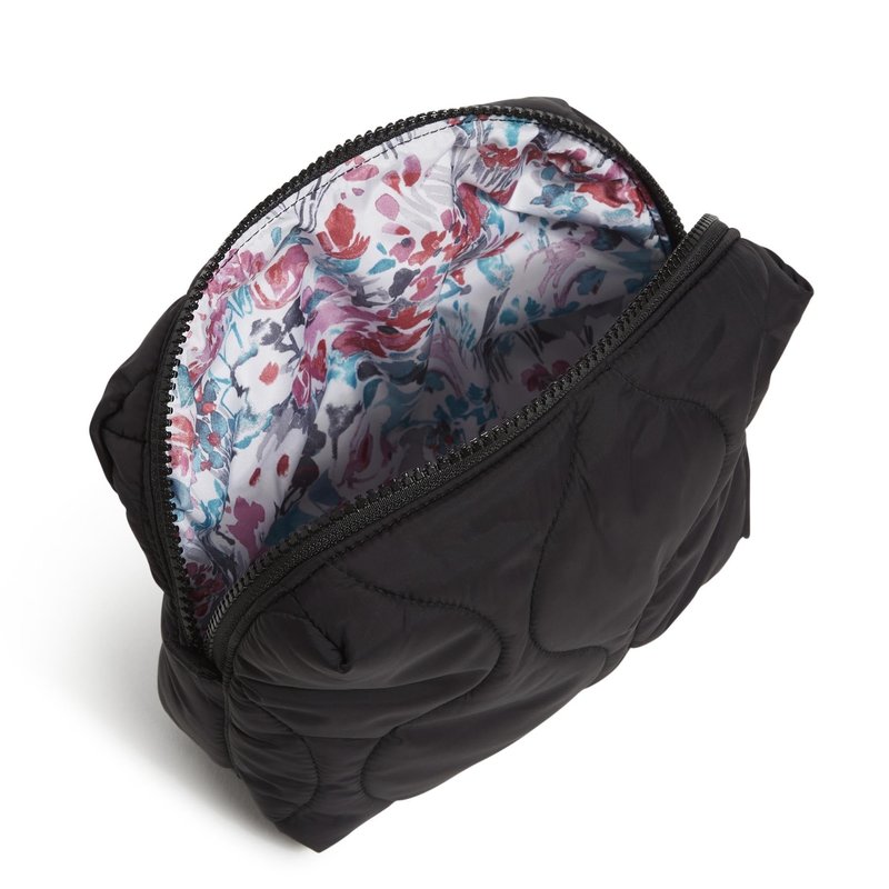 Vera Bradley Women's Featherweight Medium Cosmetic Makeup Organizer Bag, Black, One Size