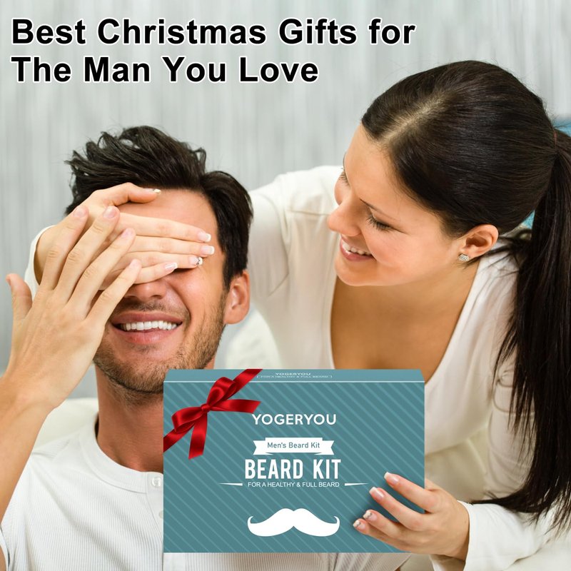 Beard Kit,10-1 Men Gift Set for Fathers Day Dad Gifts W/Straight Razor,Shaping Tool,2 PACK Beard Oil,Moisturize & Soften Mustache,Complete Self Care Beard Trimming Shaving Kit Gift for Husband Him