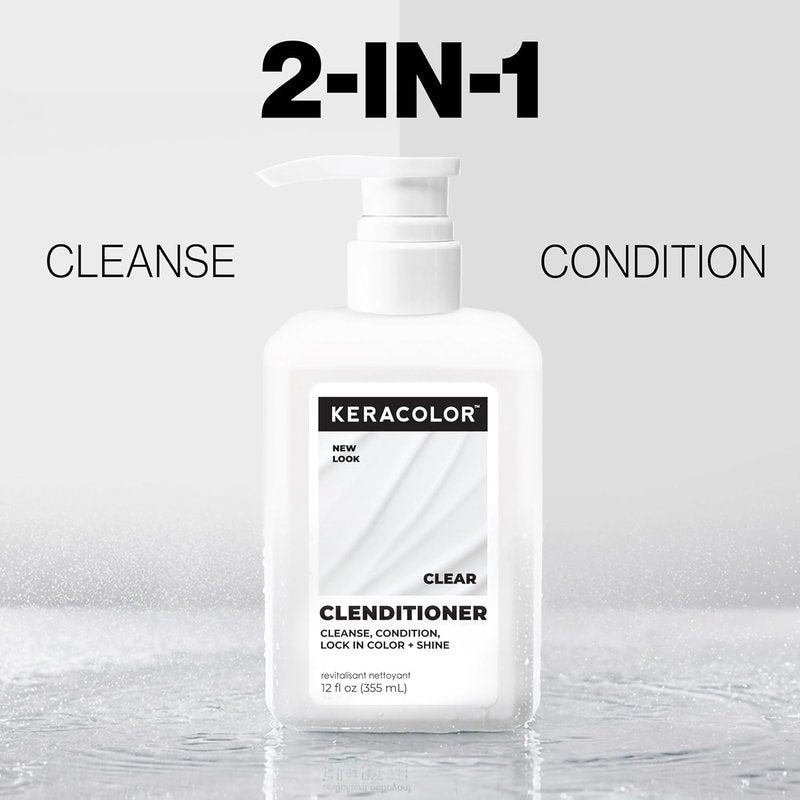 Keracolor Clenditioner Cleansing Conditioner - Color Protecting Keratin-Infused Hair Cleanser | Clear, 2 Sizes Available