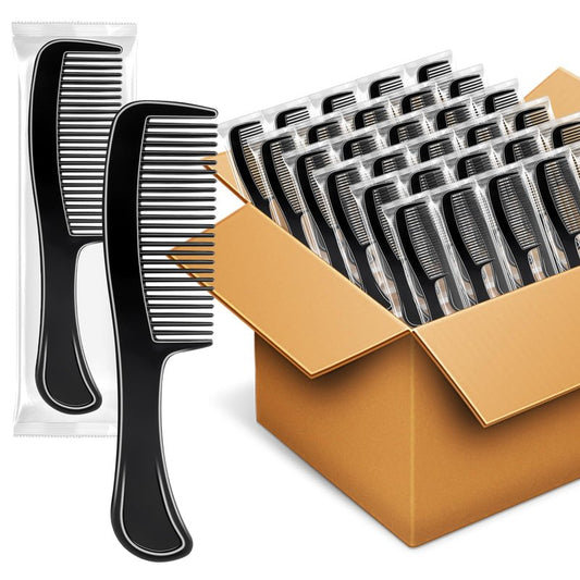 HOFASON 200 Pcs Bulk Hair Combs Individually Wrapped for Women, Kids, Men, Disposable Wide Tooth Comb for Travel, Homeless, Hotel, Shelter, Nursing Home and Church (Black)