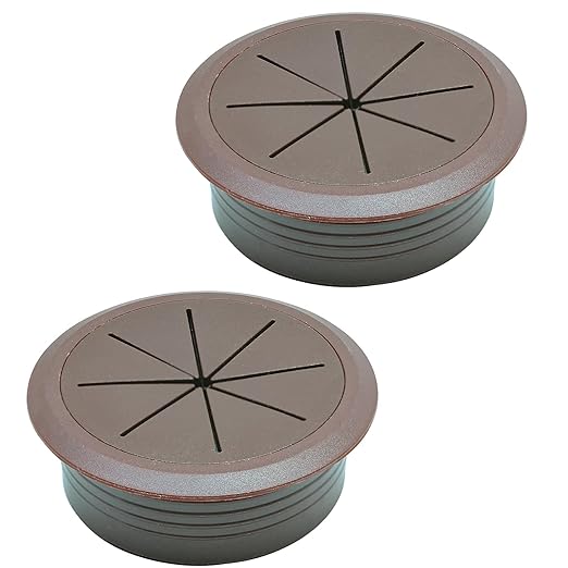 Desk Grommet 2-3/8" (60 mm), Desk Hole Cover for Cables Coffee, Cable Grommet ABS Plastic, Desk Hole Grommet for Office and Home Table Cable, Detachable & Flexible Cable Cord Organizer-2 Pcs