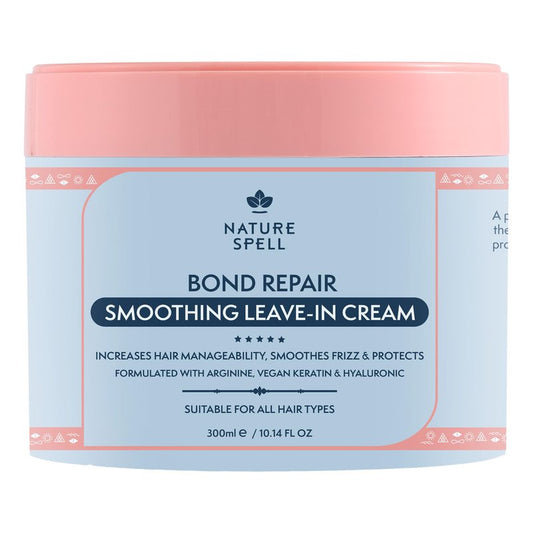 Nature Spell Bond Repair Leave-In Cream, Sulfate & Paraben Free, Reduces Frizz & Protects from Heat Damage, Smoothing & Styling, with Vegan Keratin, Color Safe, For All Hair Types, 10.14 fl oz
