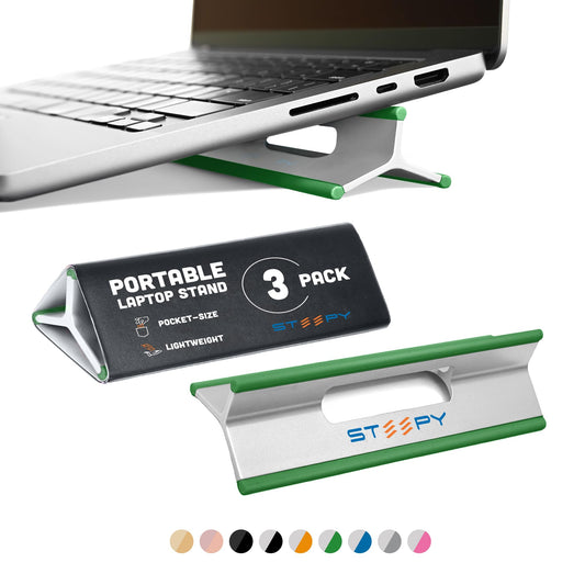 Steepy Portable Laptop Stand for Desk 3 Heights Computer Stand for Laptop Riser – Ergonomic Soporte para Laptop Base – Computer Holder & Elevated Lifter for Travel, Home Office, Projector Riser or DJ