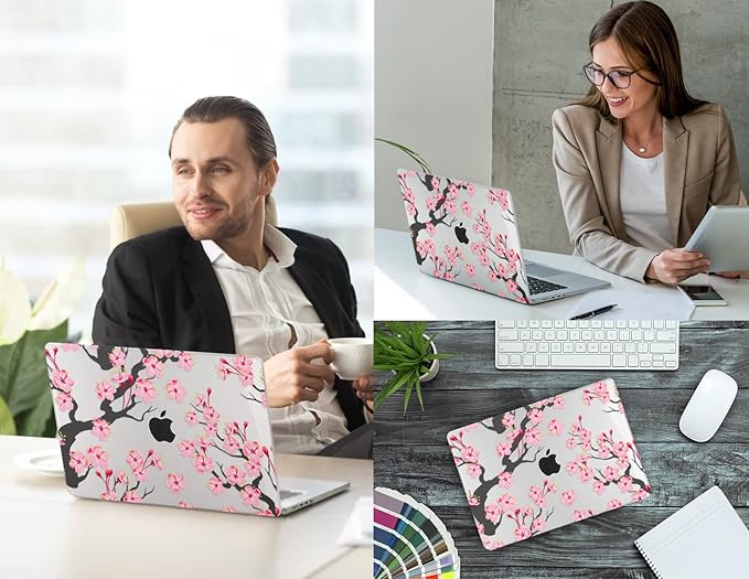 CISSOOK Cherry Blossoms Hard Shell Case for MacBook Pro 14 inch M5 A3434 M4 A3112 A3185 A3401 M3 A2992 A2918 M2 A2779 M1 A2442, Cherry Floral Cover with Keyboard Cover for 2021-2026 Pro 14.2”