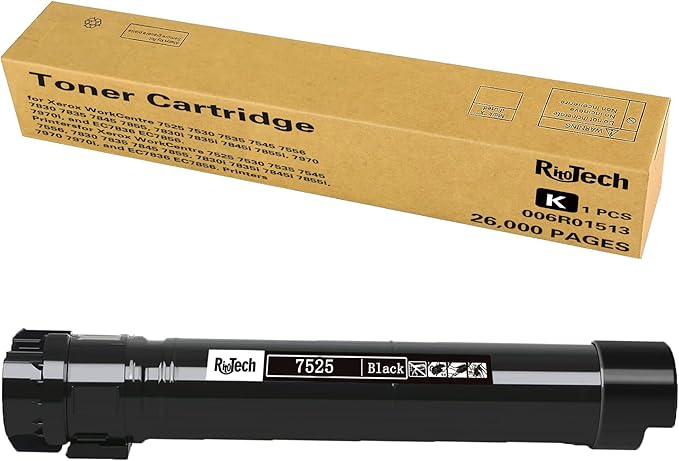 RitoTech 006R01513 Toner Cartridge Replacement for Xerox WorkCentre 7525 7530 7535 7545 7556 7830 7835 7845 7855 - Extra High Capacity Up to 26,000 Pages,1 Pack,with Upgraded Chip,No Fading,No Streak