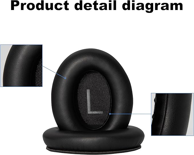 ZORIVASTRA Replacement Ear Pads - Compatible with Bose QuietComfort 45 / SE Headphones, Soft Protein Leather,Premium Noise Cancelling Earpads, Durable & Comfortable Ear Cushions (QC 45-Black)