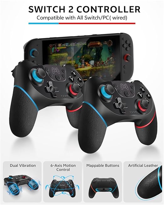 Pro Controllers Accessories Bundle for Nintendo Switch 2 18-in-1: Carrying Case, Screen Protector, Thumb Grip for Joycon, Dockable Console Protective Cover Shell, Steering Wheel, 2025 Switch2 Game Kit