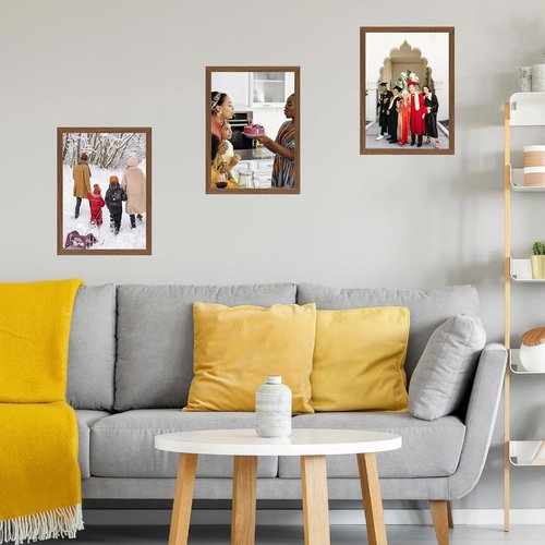 JCJMY 13x17 Picture Frame - Brown Wall Mount for Horizontal or Vertical Display | Shatter-Resistant Plexiglass