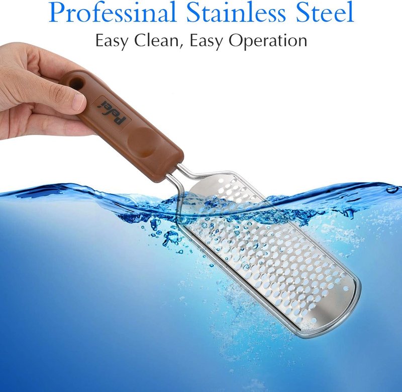 Professional Pedicure Foot File - Stainless Steel Detachable Scrubber for Hard Skin | Ideal for Wet & Dry Feet