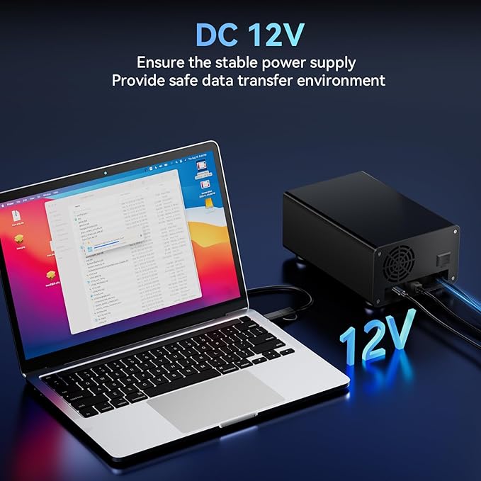 CENMATE Aluminum 2 Bay 10Gbps HDD Enclosure with Cooling Fan for 2.5“/3.5" SATA HDD/SSD with USB A/C 3.2 Gen 2, Support Hot Swappable, Tool-Free Hard Drive Enclosure
